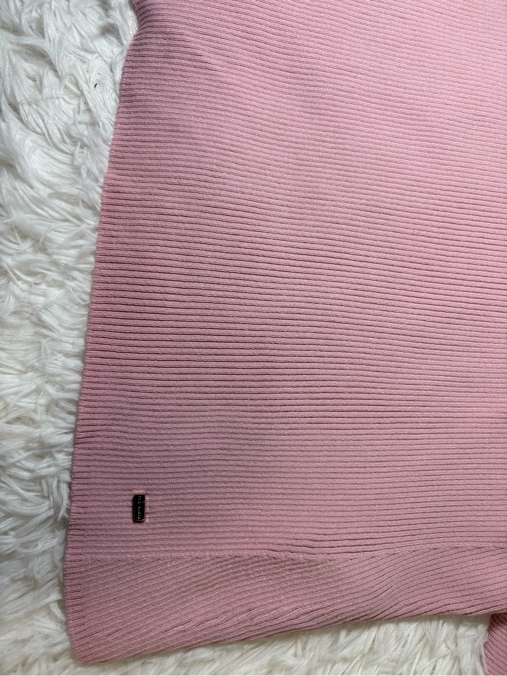 Ted Baker Light Pink Ribbed Top with Ruffle Sleeves - Picture 6 of 9